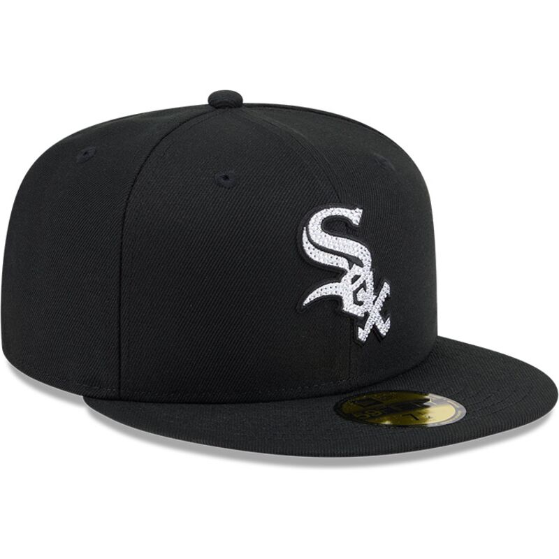 kasketter-flad-sort-tilpasset-59fifty-rhinestone-badge-fra-chicago-white-sox-mlb-af-new-era