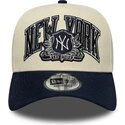 kasketter-buet-beige-snapback-e-frame-wordmark-suede-fra-new-york-yankees-mlb-af-new-era