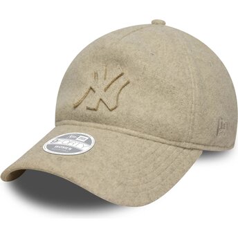 Kasketter buet beige justerbar rem 9TWENTY A Frame Melton Luxe fra New York Yankees MLB af New Era