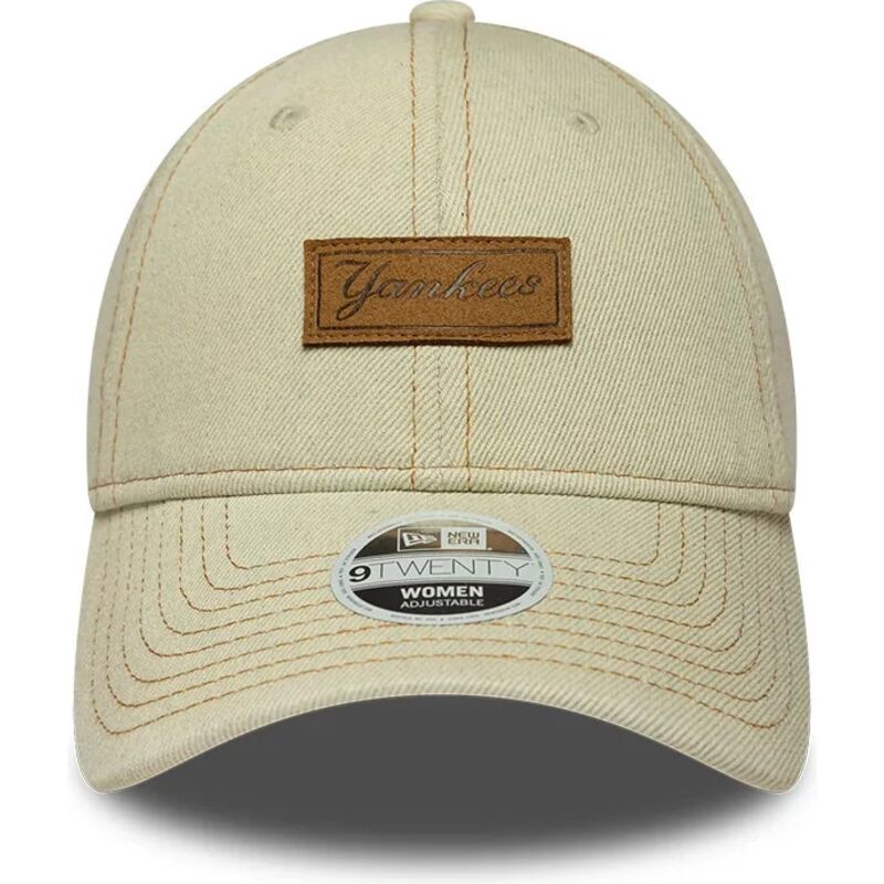 kasketter-buet-beige-justerbar-rem-9twenty-denim-fra-new-york-yankees-mlb-af-new-era