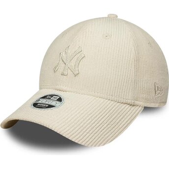 Kasketter buet beige justerbar rem 9FORTY Cord fra New York Yankees MLB af New Era