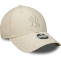 kasketter-buet-beige-justerbar-rem-9forty-cord-fra-new-york-yankees-mlb-af-new-era