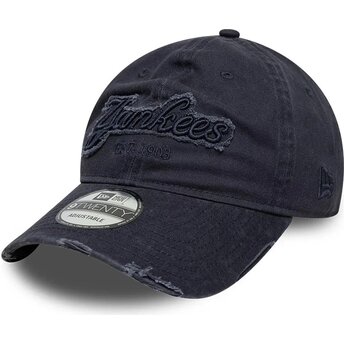 Kasketter buet marineblå justerbar rem 9TWENTY Distress Wordmark fra New York Yankees MLB af New Era