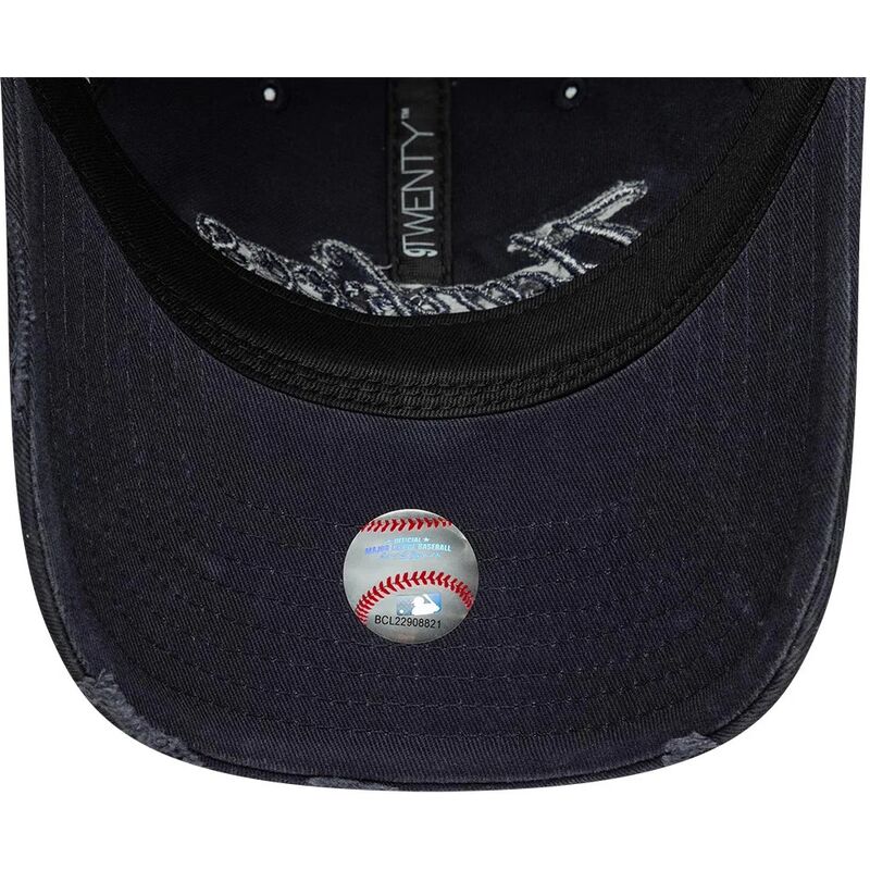 kasketter-buet-marinebla-justerbar-rem-9twenty-distress-wordmark-fra-new-york-yankees-mlb-af-new-era