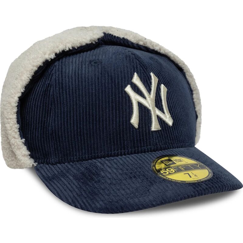 kasketter-buet-marinebla-tilpasset-59fifty-cord-dog-ear-fra-new-york-yankees-mlb-af-new-era