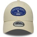 kasketter-buet-creme-justerbar-rem-9forty-patch-fra-los-angeles-dodgers-mlb-af-new-era