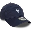 kasketter-buet-marinebla-justerbar-rem-9twenty-washed-mini-fra-new-york-mets-mlb-af-new-era