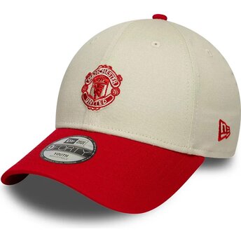 Kasketter buet beige justerbar rem til barn 9FORTY Contrast fra Manchester United Football Club Premier League af New Era