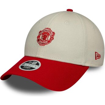 Kasketter buet beige justerbar rem 9FORTY Contrast fra Manchester United Football Club Premier League af New Era