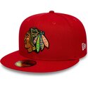 kasketter-flad-rod-tilpasset-59fifty-basic-fra-chicago-blackhawks-nhl-af-new-era