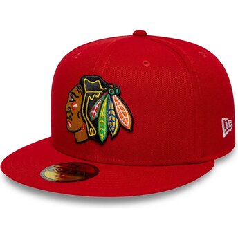 Kasketter flad rød tilpasset 59FIFTY Basic fra Chicago Blackhawks NHL af New Era
