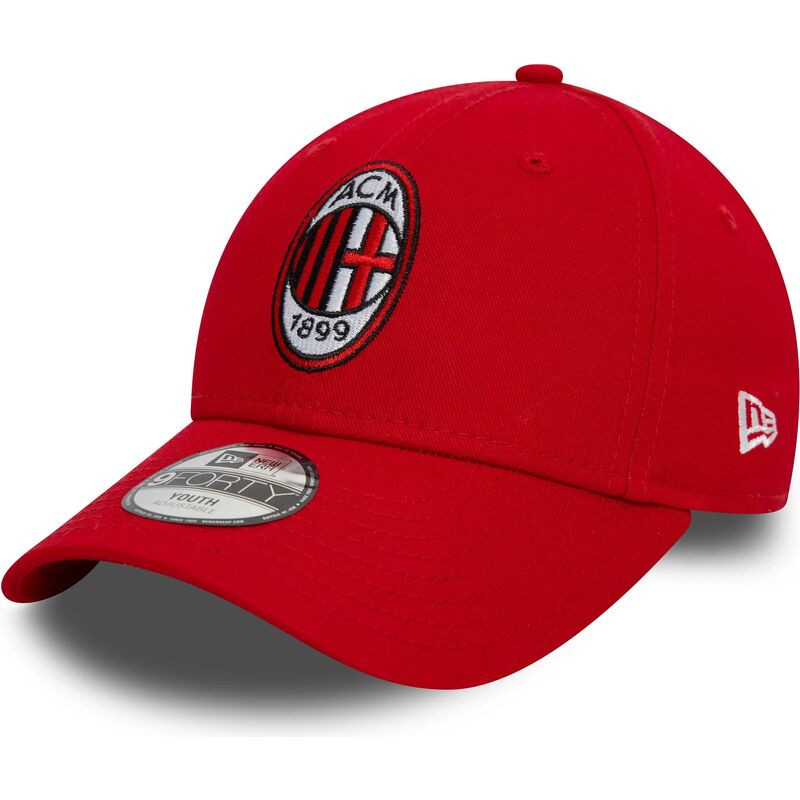 kasketter-buet-rod-justerbar-rem-til-barn-9forty-core-fra-ac-milan-serie-a-af-new-era