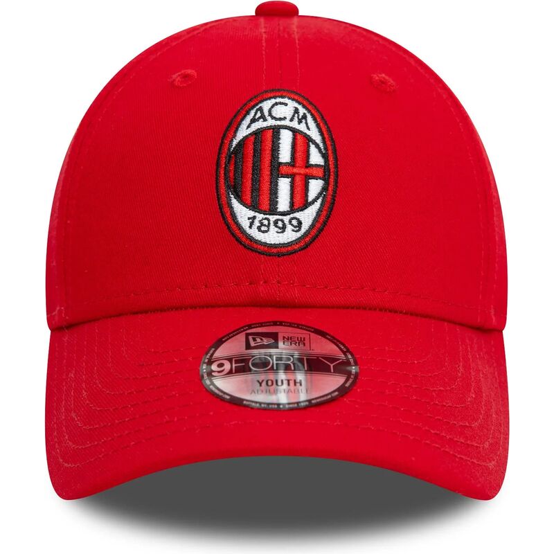 kasketter-buet-rod-justerbar-rem-til-barn-9forty-core-fra-ac-milan-serie-a-af-new-era