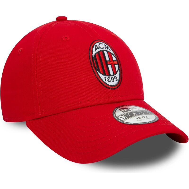 kasketter-buet-rod-justerbar-rem-til-barn-9forty-core-fra-ac-milan-serie-a-af-new-era