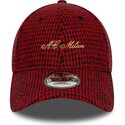 kasketter-buet-rod-justerbar-rem-9forty-houndstooth-fra-ac-milan-serie-a-af-new-era