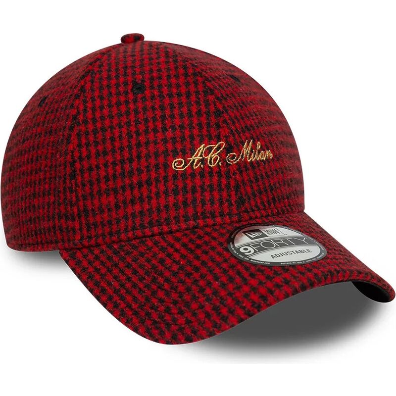 kasketter-buet-rod-justerbar-rem-9forty-houndstooth-fra-ac-milan-serie-a-af-new-era kasketter-buet-rod-justerbar-rem-9forty-houndstooth-fra-ac-milan-serie-a-af-new-era