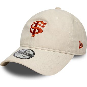 Kasketter buet beige justerbar rem 9TWENTY Faux Suede fra Stade Toulousain Top 14 af New Era