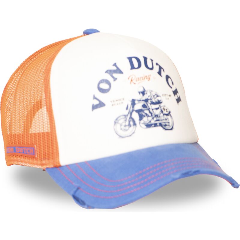 trucker-kasket-orange-og-bla-crew34-fra-von-dutch