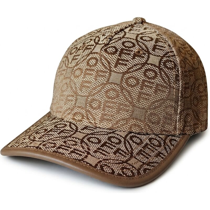 kasketter-buet-brun-justerbar-rem-off-jacquard-canvas-af-l-ab-c-o-off-white