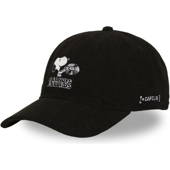 Kasketter buet sort justerbar rem PEA8 REC Records Snoopy Jordnødder af Capslab