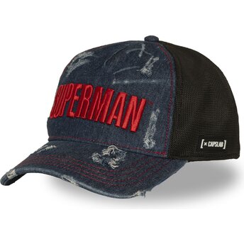 Kasketter buet marineblå snapback DC12 BLUE Superman DC Comics af Capslab