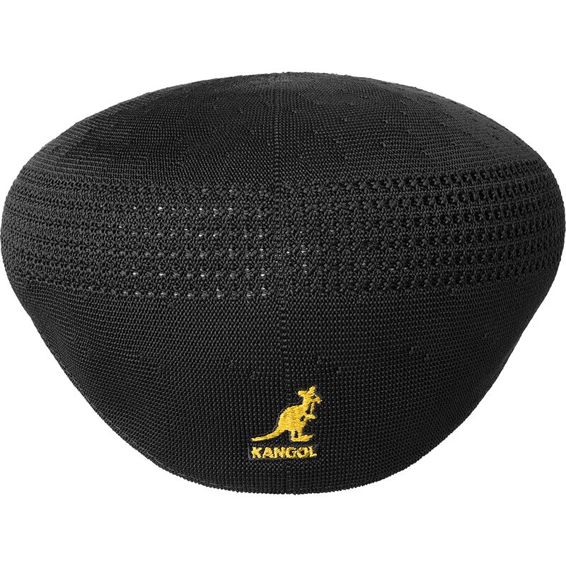 sort-baret-med-gyldent-logo-tropic-504-ventair-black-gold-fra-kangol