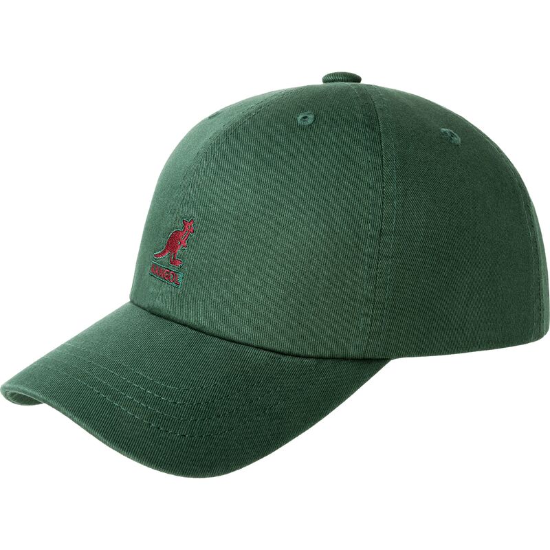 gron-justerbar-buet-kasket-med-rodt-logo-washed-baseball-algae-fra-kangol