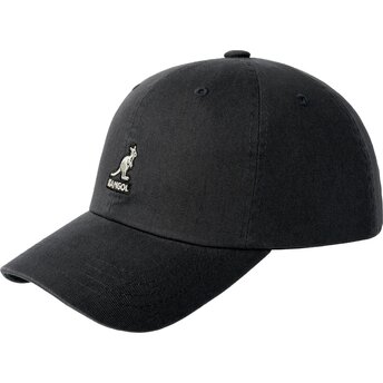 Kasketter buet sort justerbar rem Washed Baseball Black af Kangol