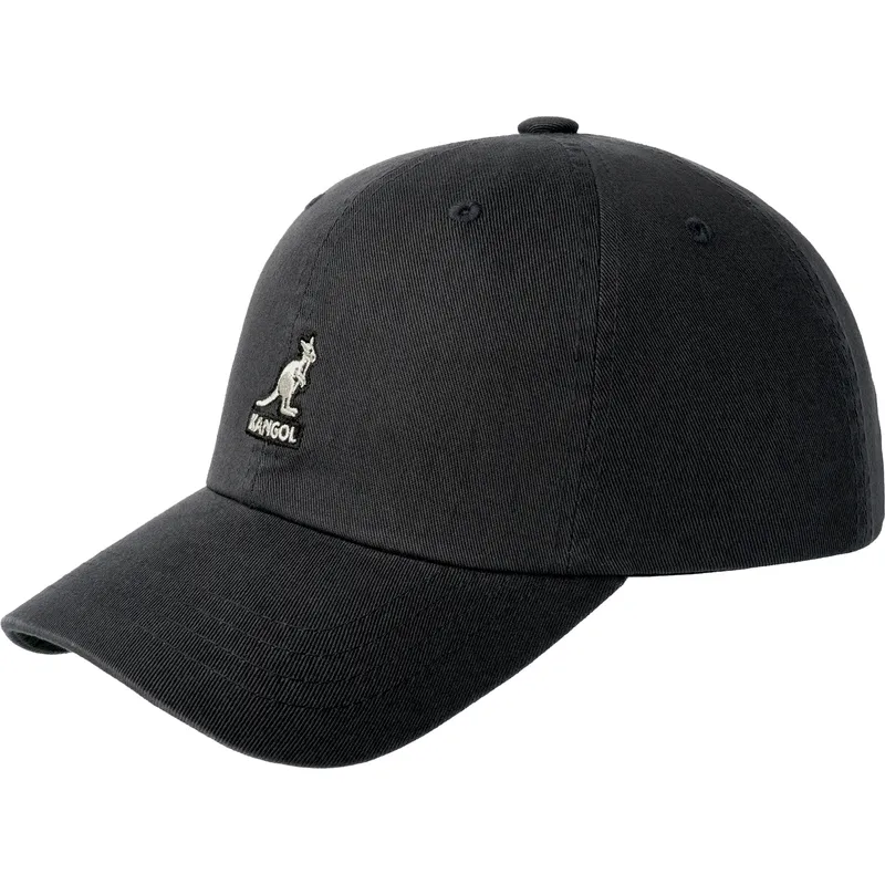 justerbar-sort-buet-kasket-washed-baseball-black-fra-kangol