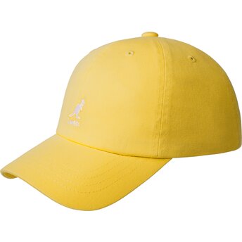 Kasketter buet gul justerbar rem Washed Baseball Lemon Sorbet af Kangol