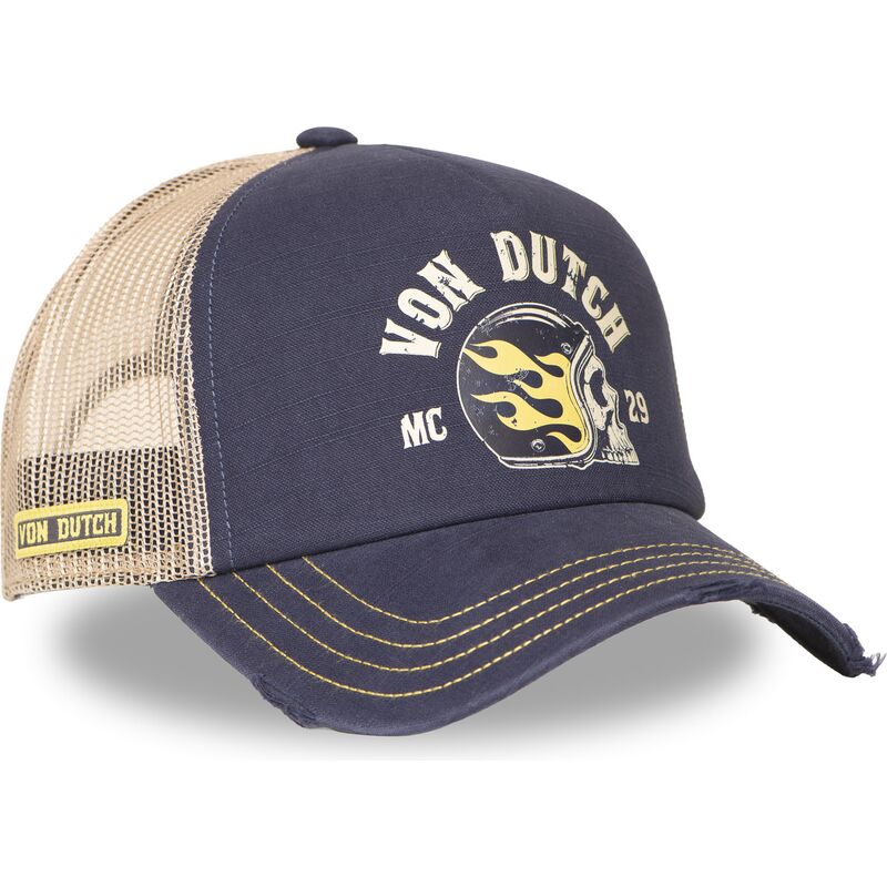 trucker-kasket-marinebla-og-beige-crew30-fra-von-dutch