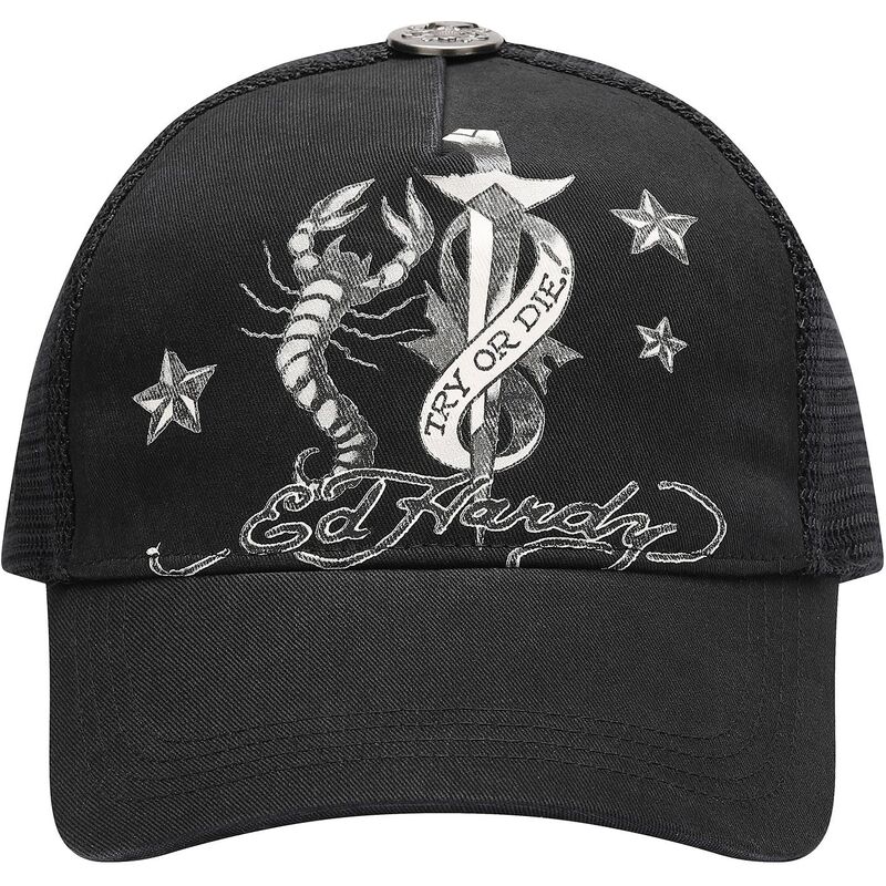 kasketter-buet-sort-snapback-dagger-scorpion-af-ed-hardy