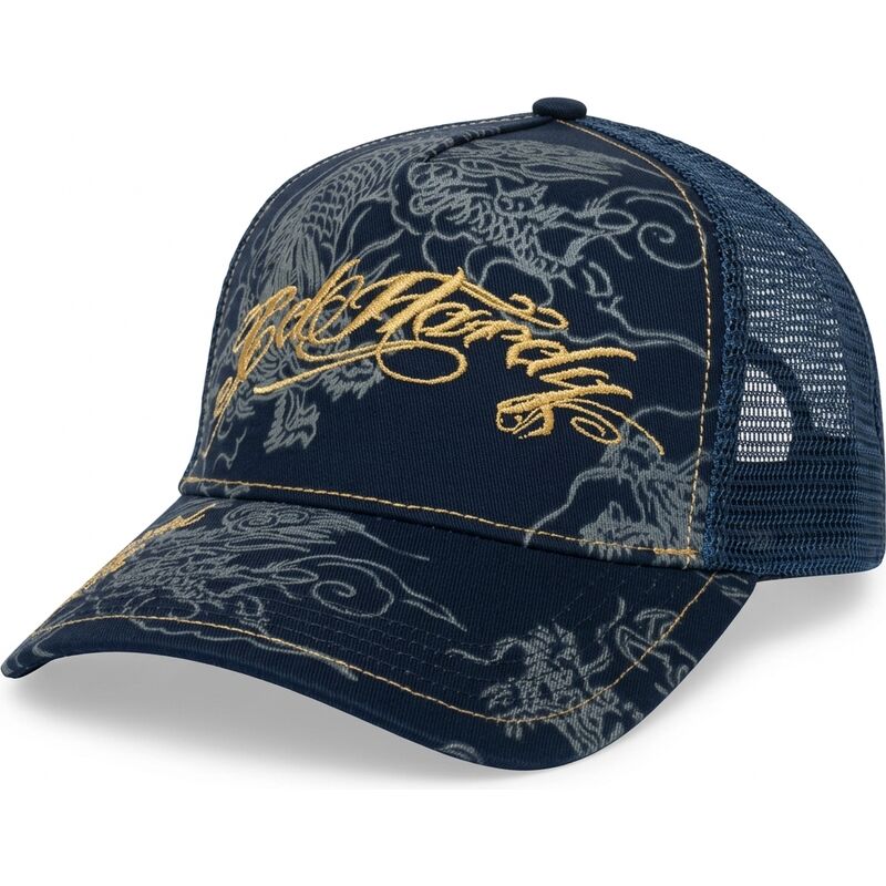 kasketter-buet-marinebla-snapback-outline-dragons-af-ed-hardy