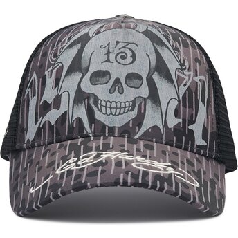 Kasketter buet sort snapback 13 Skull af Ed Hardy