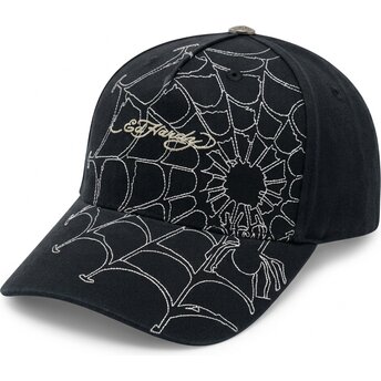 Kasketter buet sort justerbar rem Spiderweb af Ed Hardy