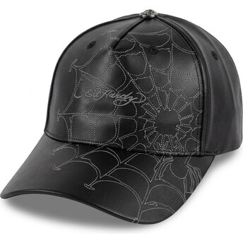 Kasketter buet sort justerbar rem Spiderweb PU Leather af Ed Hardy