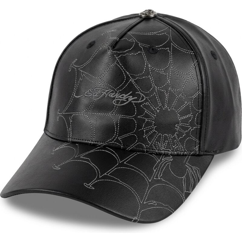 kasketter-buet-sort-justerbar-rem-spiderweb-pu-leather-af-ed-hardy