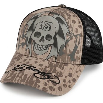 Kasketter buet grå snapback 13 Skull af Ed Hardy
