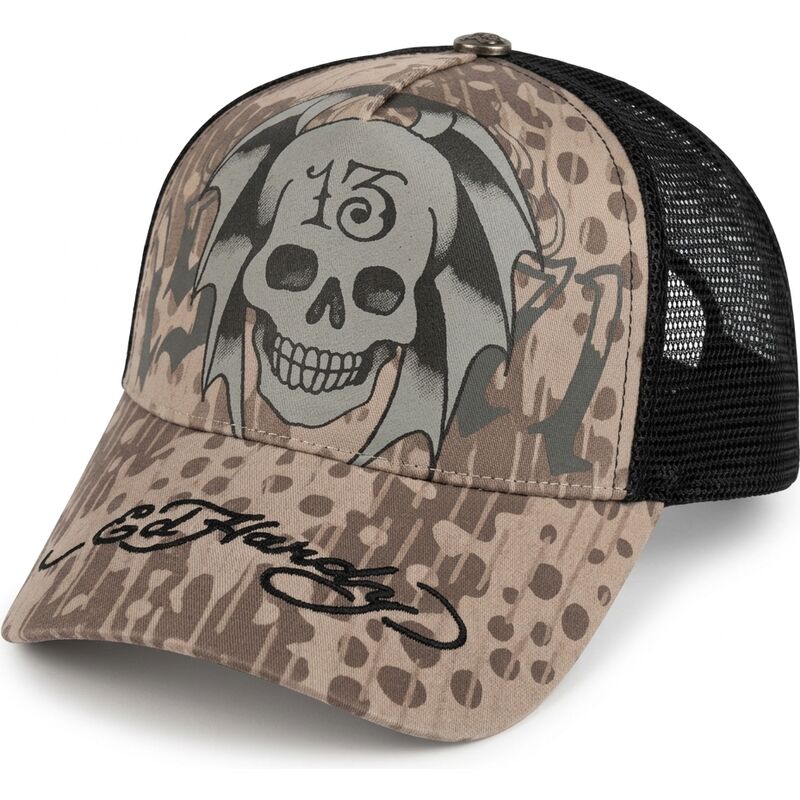 kasketter-buet-gra-snapback-13-skull-af-ed-hardy