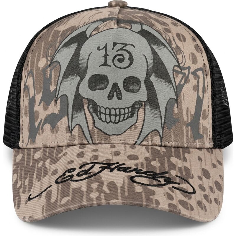 kasketter-buet-gra-snapback-13-skull-af-ed-hardy