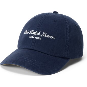 Kasketter buet marineblå justerbar rem Woven Script af Polo Ralph Lauren