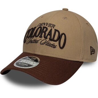 Kasketter buet brun justerbar rem 9FORTY M-Crown Wordmark fra Denver Colorado af New Era