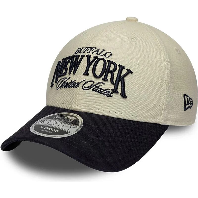 kasketter-buet-beige-justerbar-rem-9forty-m-crown-wordmark-fra-buffalo-new-york-af-new-era
