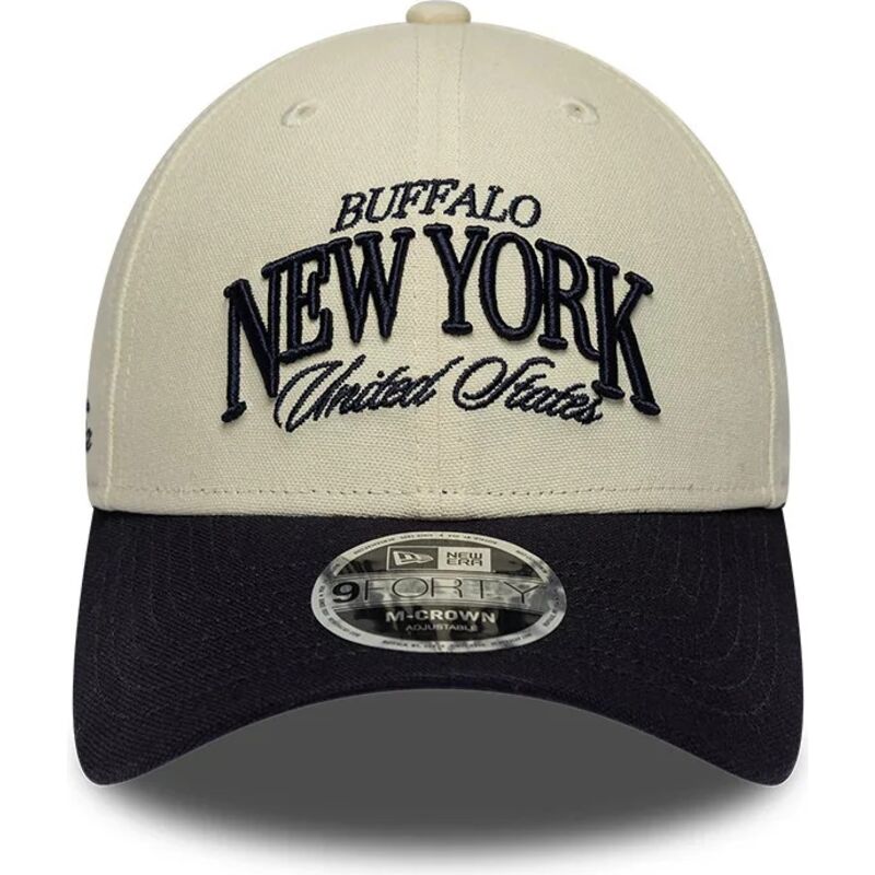 kasketter-buet-beige-justerbar-rem-9forty-m-crown-wordmark-fra-buffalo-new-york-af-new-era
