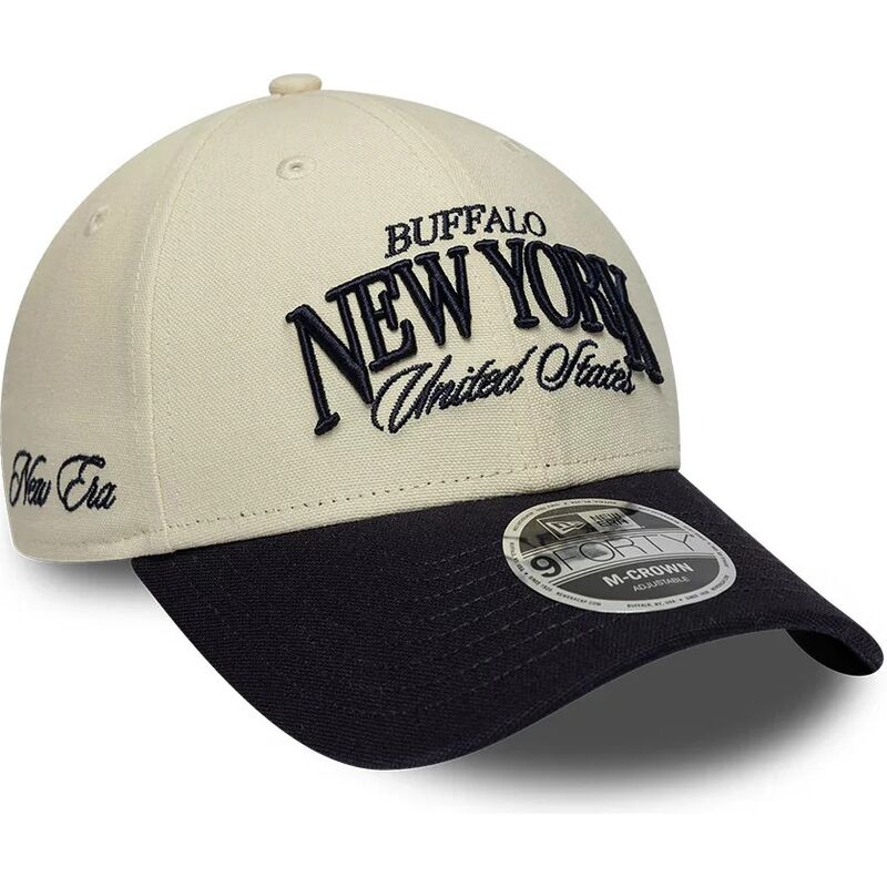 kasketter-buet-beige-justerbar-rem-9forty-m-crown-wordmark-fra-buffalo-new-york-af-new-era