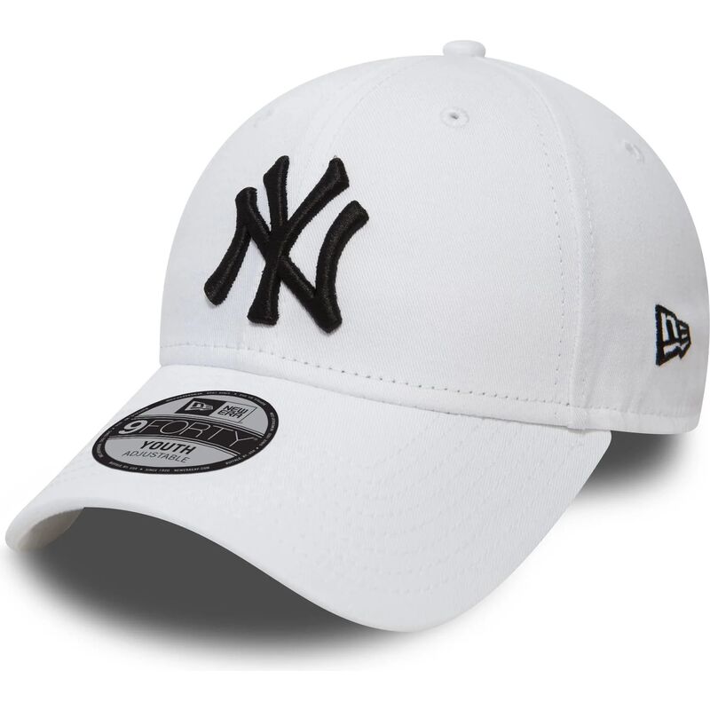 hvid-justerbar-buet-kasket-til-born-9forty-league-essential-fra-new-york-yankees-mlb-fra-new-era