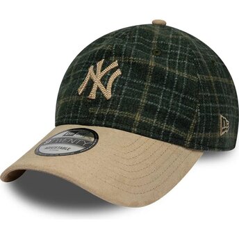 Kasketter buet grøn justerbar rem 9TWENTY Mix Check fra New York Yankees MLB af New Era