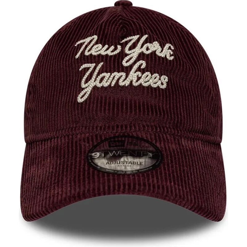 kasketter-buet-rod-justerbar-rem-9twenty-a-frame-cord-script-fra-new-york-yankees-mlb-af-new-era