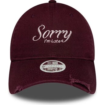 Kasketter buet rød justerbar rem 9TWENTY Slogan Sorry I'm Late af New Era