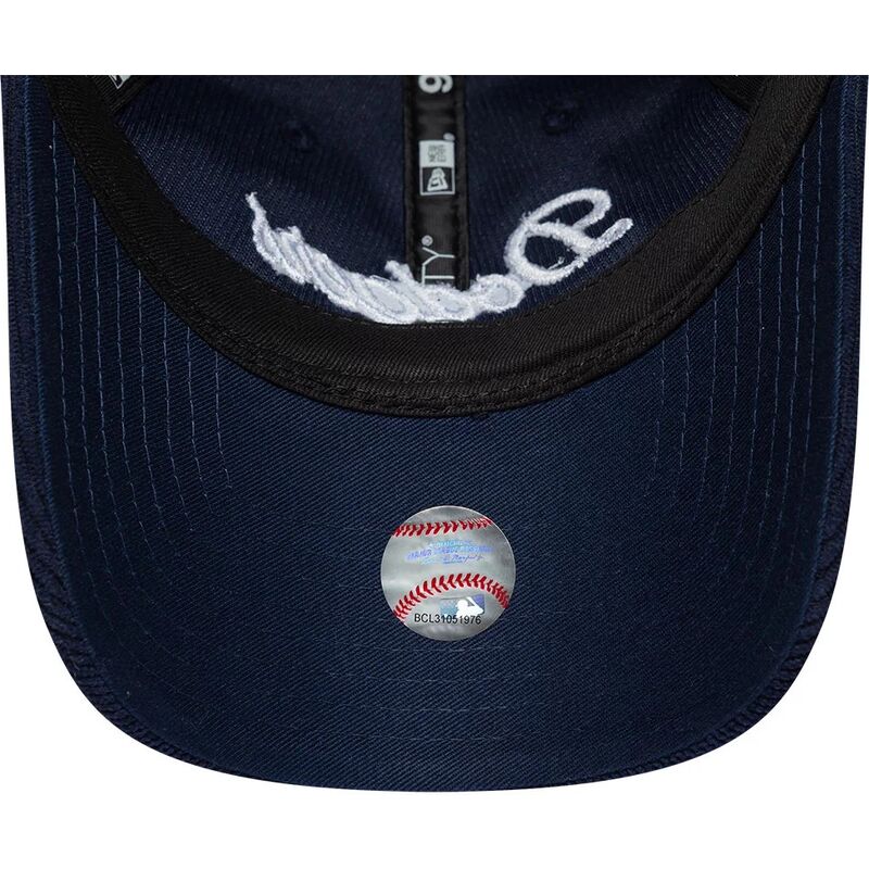 kasketter-buet-marinebla-justerbar-rem-9twenty-cord-script-fra-los-angeles-dodgers-mlb-af-new-era